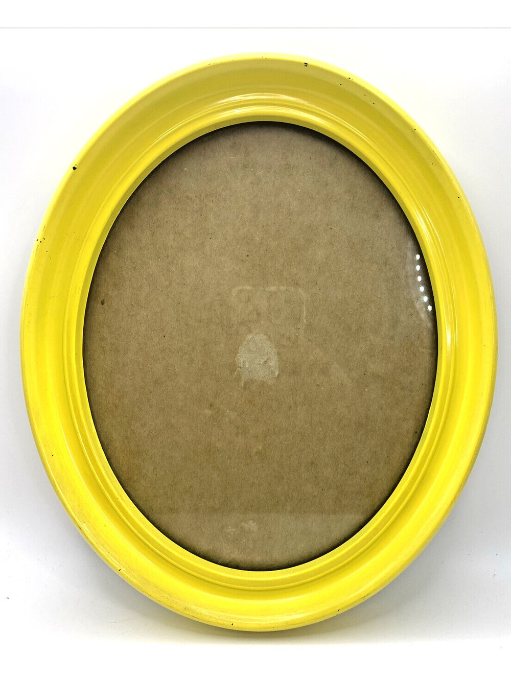 Vintage Bright Yellow Oval Picture Frame Mid Century Pop Art Decor